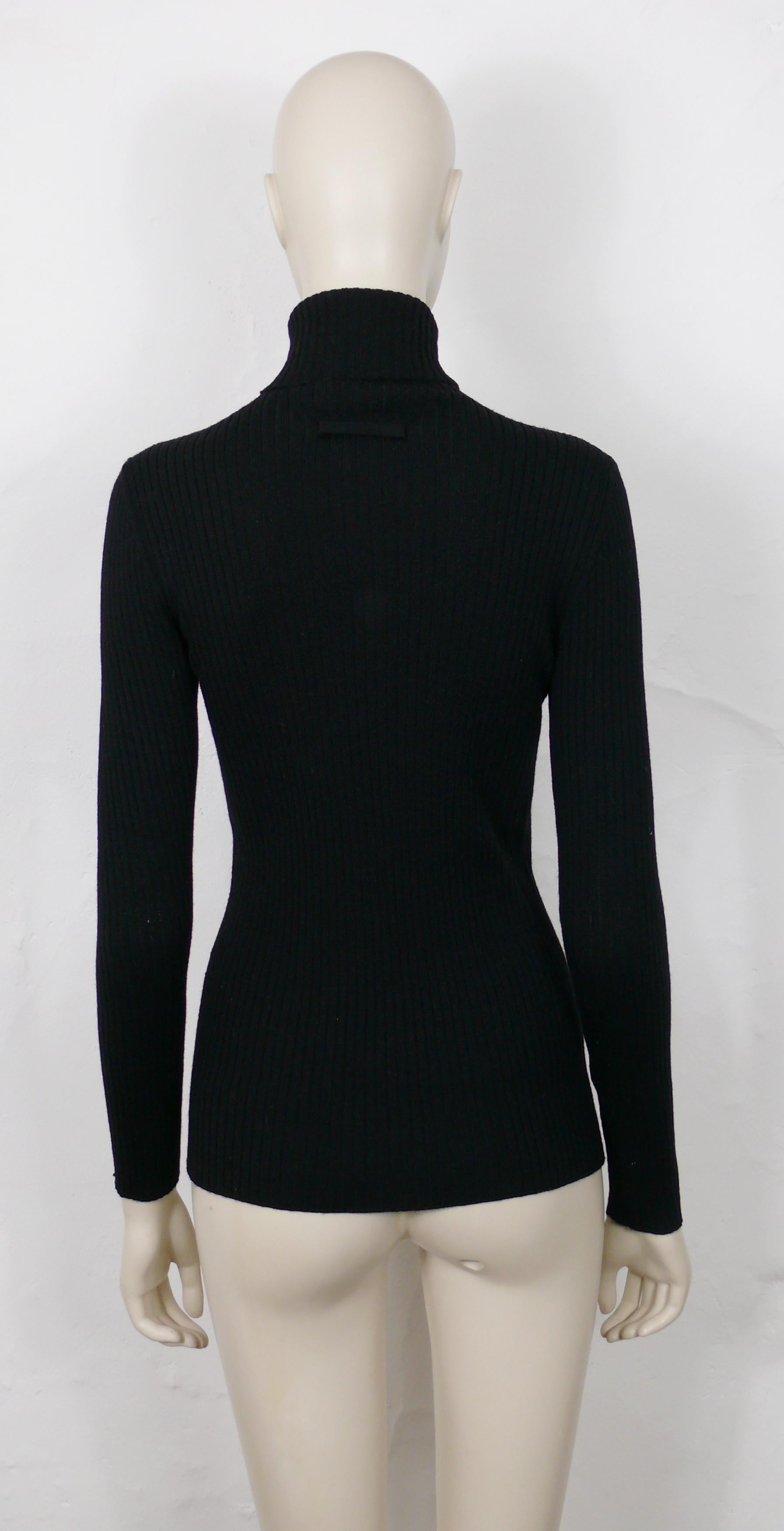 Women's Jean Paul Gaultier Vintage Black Wool Kiss Lock Wallet Sweater Size L