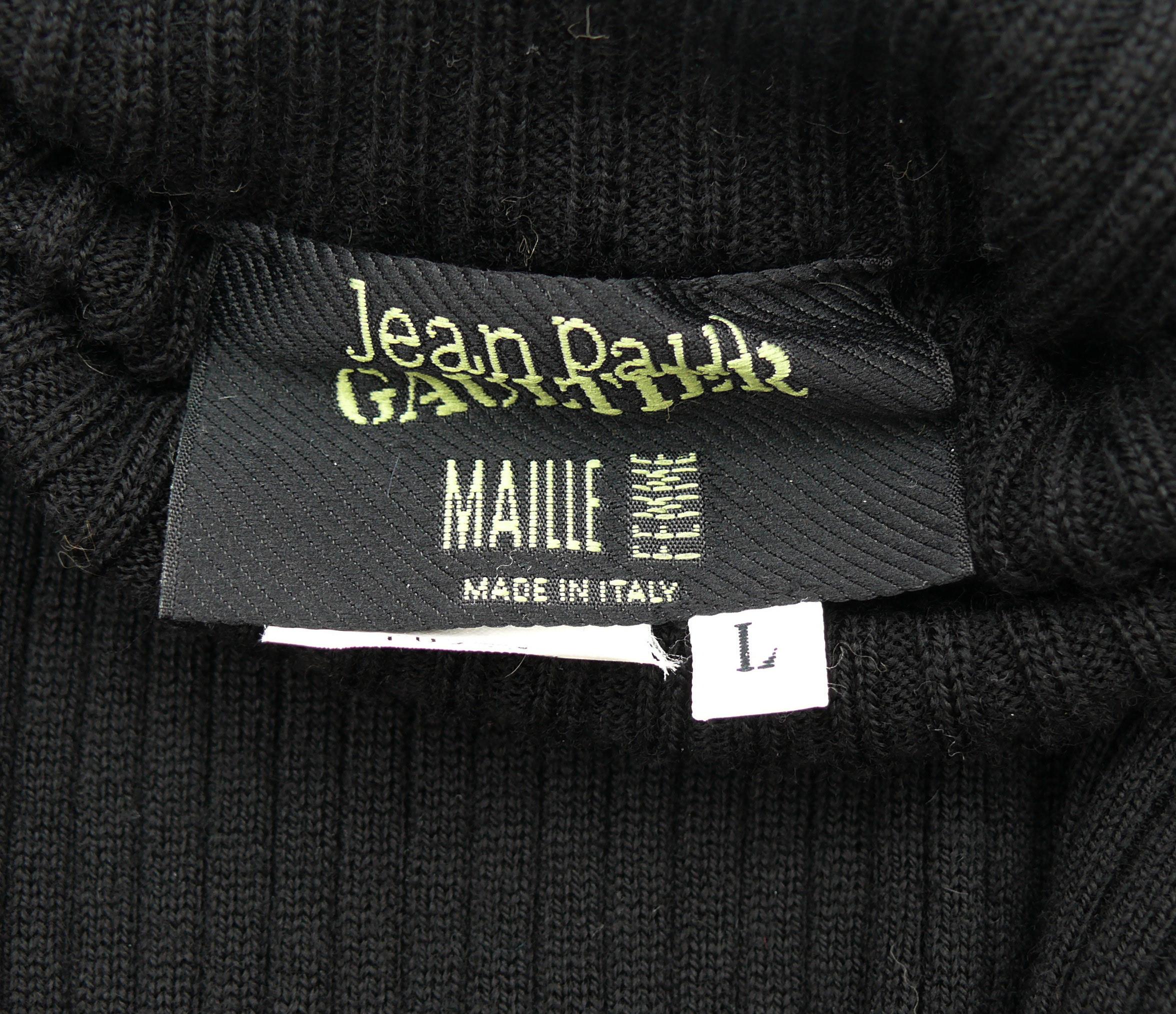 Jean Paul Gaultier Vintage Black Wool Kiss Lock Wallet Sweater Size L 1