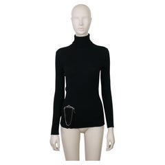 Jean Paul Gaultier Vintage Black Wool Kiss Lock Wallet Sweater Size L