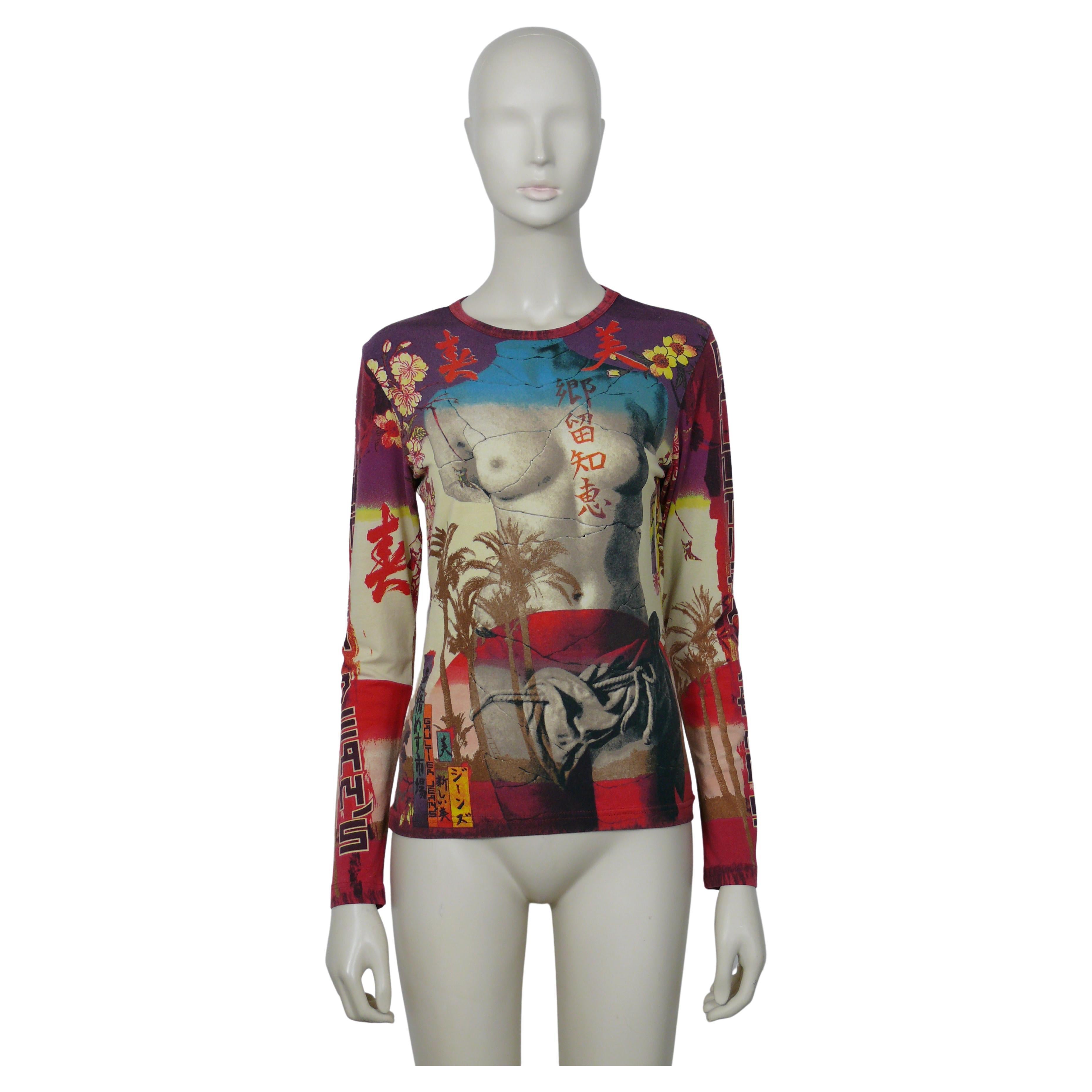 JEAN PAUL GAULTIER Vintage Broken Venus Statue Bust Japanese Print Top For Sale