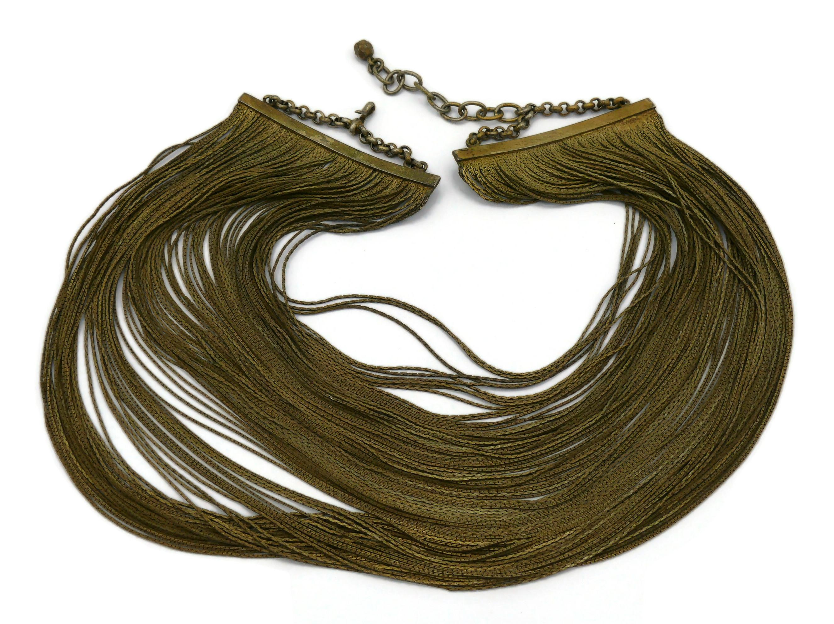 JEAN PAUL GAULTIER Vintage Bronze Tone Multi Chain Choker Necklace For Sale 4