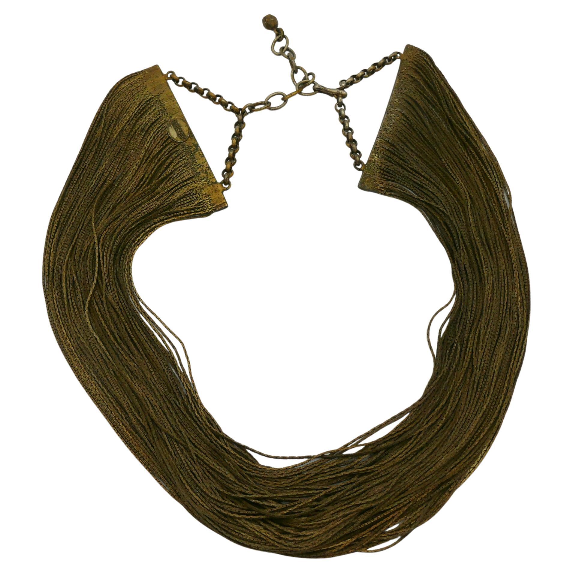 JEAN PAUL GAULTIER Vintage Bronze Tone Multi Chain Choker Necklace For Sale