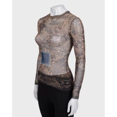Jean Paul Gaultier Vintage Brown Printed Long Sleeve Top Size XXS
