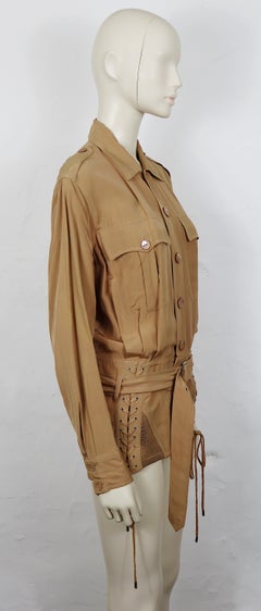JEAN PAUL GAULTIER Vintage Brown Safari Tunic Shirt, Spring/Summer 2004, US 6