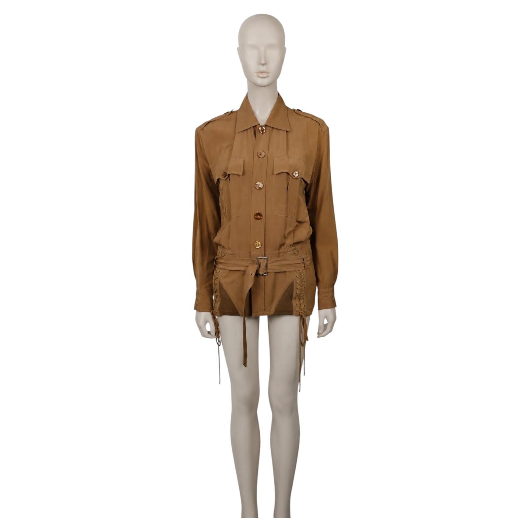 JEAN PAUL GAULTIER Vintage Brown Safari Tunic Shirt, Spring/Summer 2004, US 6