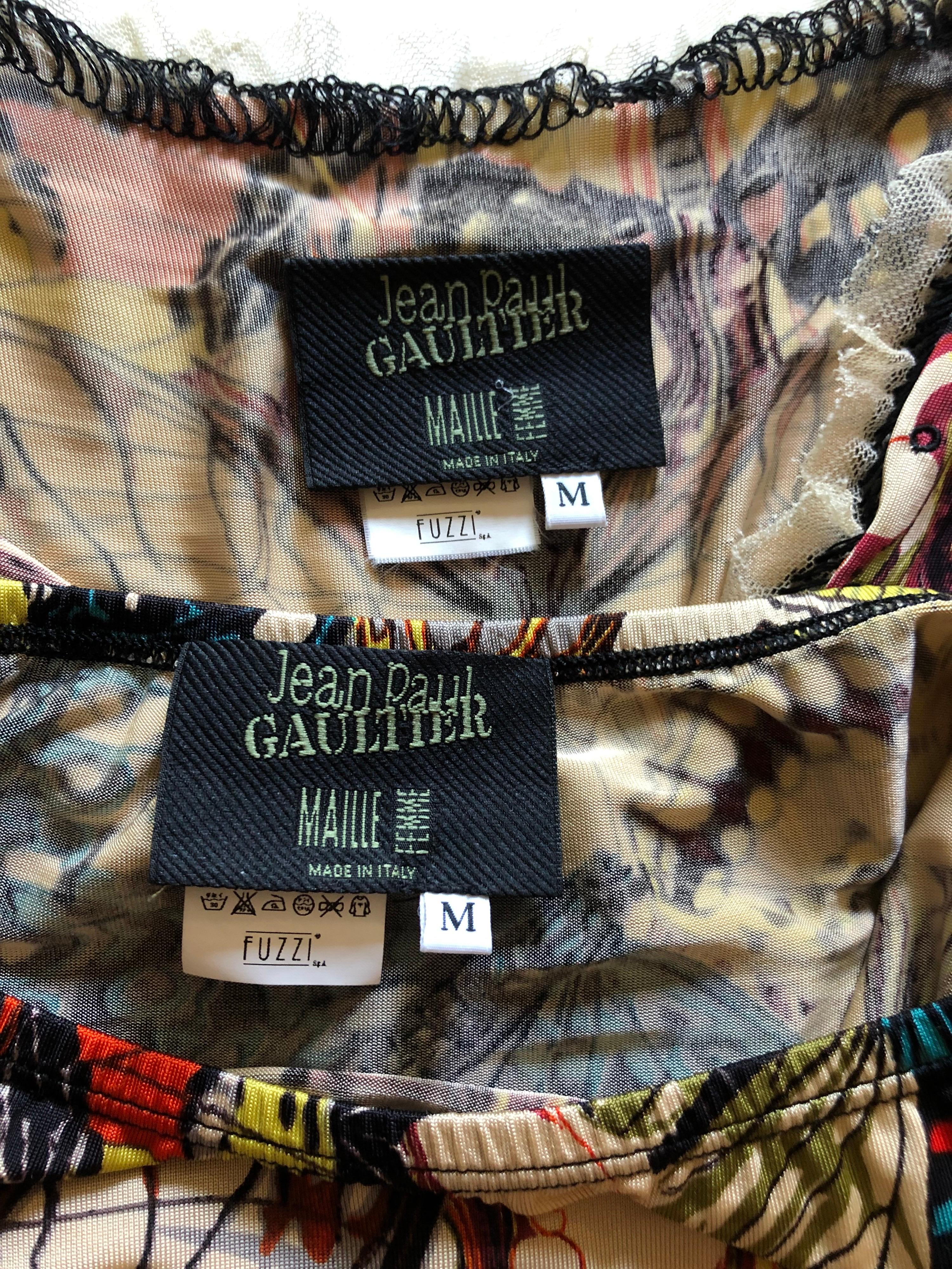 Jean Paul Gaultier Jeans P/E 2003 Top e Gonna con Stampa Farfalla Set 2 Pezzi 5