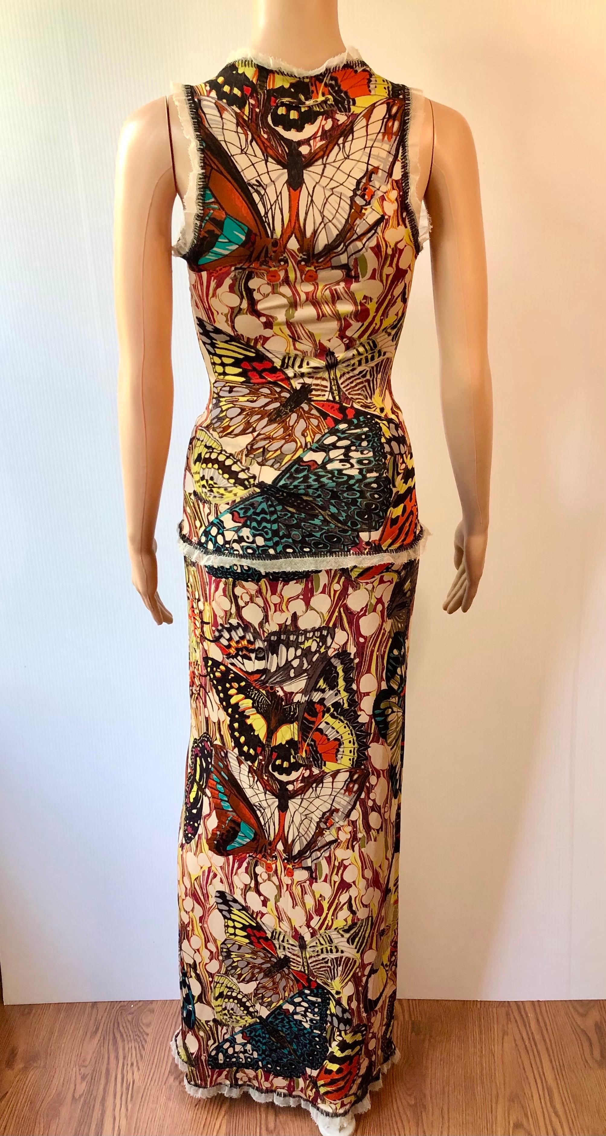 Jean Paul Gaultier Jeans P/E 2003 Top e Gonna con Stampa Farfalla Set 2 Pezzi 4