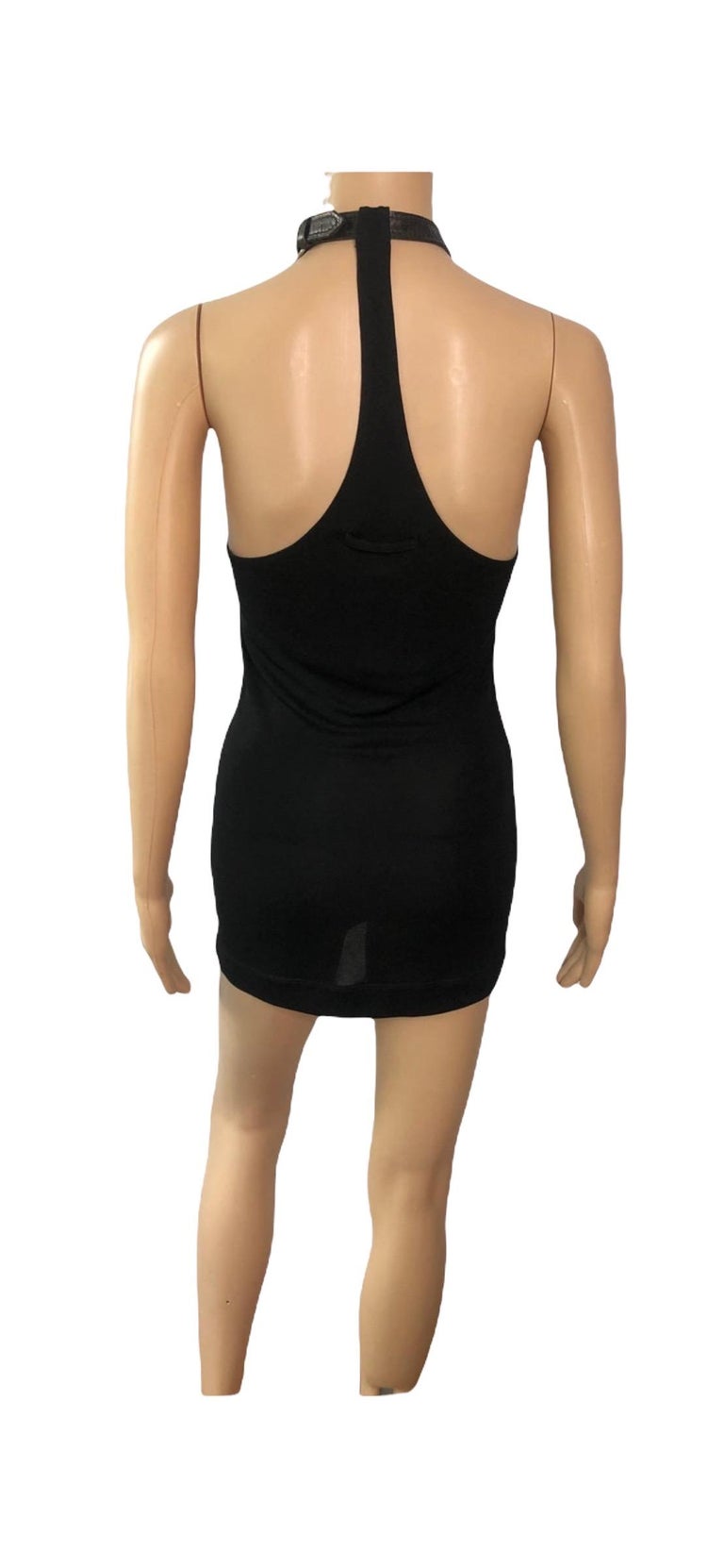 Jean Paul Gaultier Vintage c. 1990 Bondage Leather Collar Black Micro Mini  Dress at 1stDibs