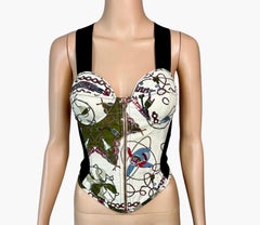 Jean Paul Gaultier Vintage S/S1991 Cone Bra Bustier Sheer Side Panels Corset Top