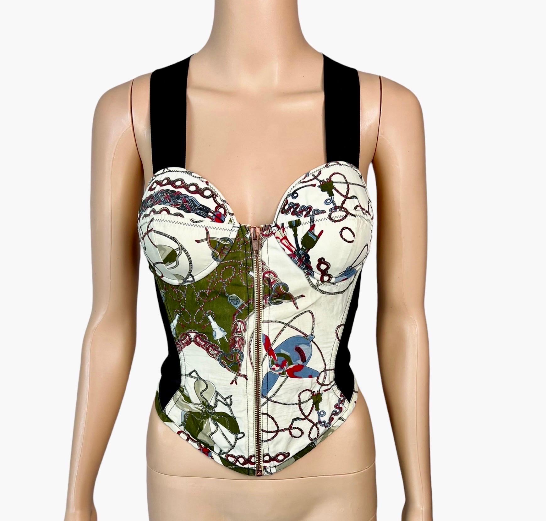 Jean Paul Gaultier Vintage S/S1991 Cone Bra Bustier Sheer Side Panels Corset Top In Good Condition For Sale In Naples, FL