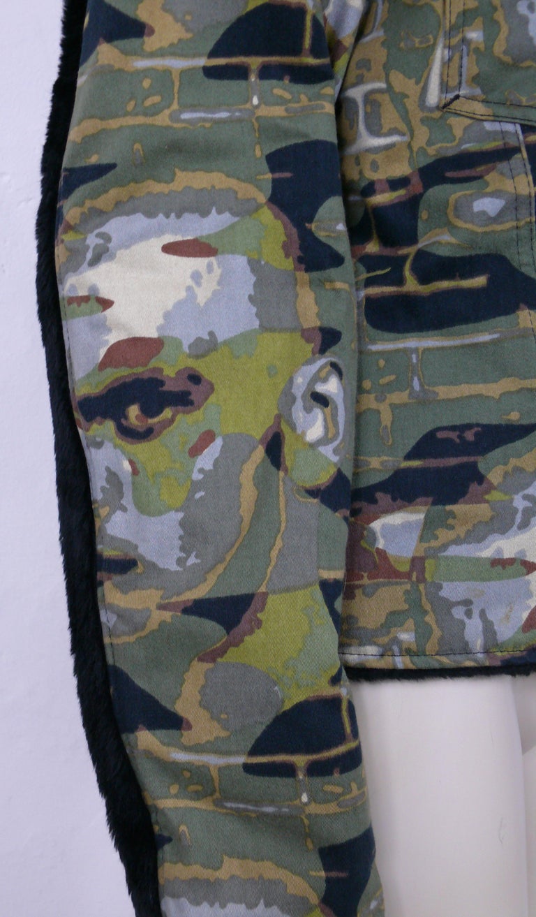 Jean Paul Gaultier Vintage Camouflage Faces Jacket Size L For Sale