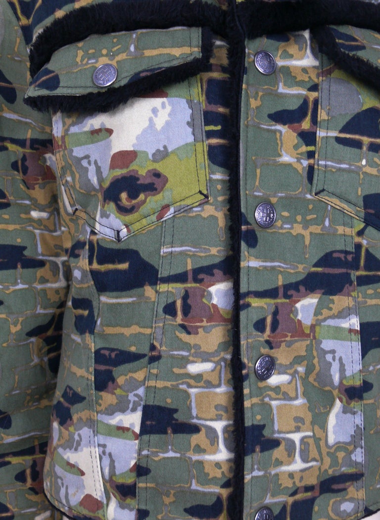 Jean Paul Gaultier Vintage Camouflage Faces Jacket Size L For Sale