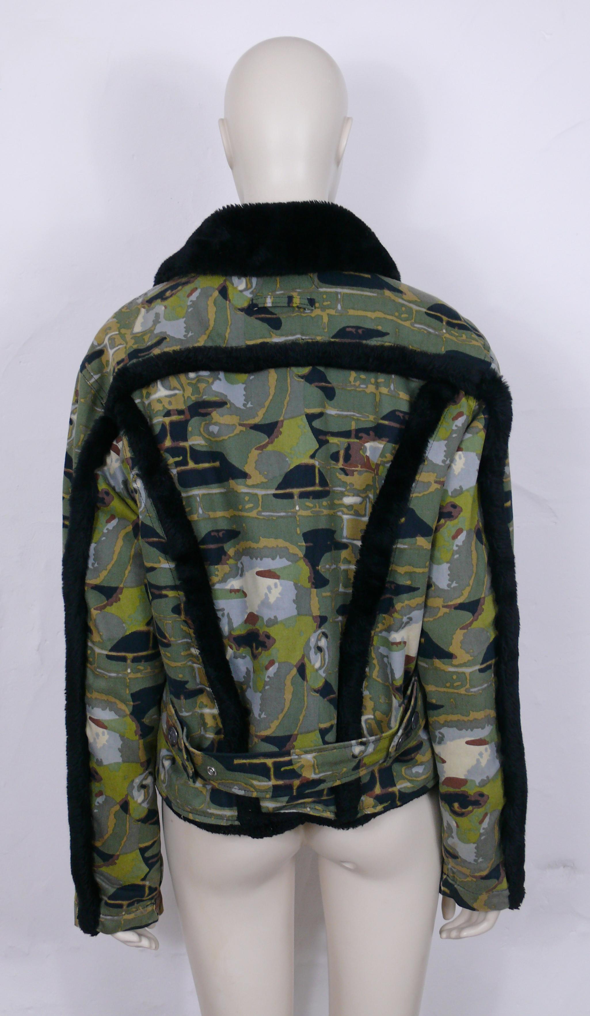 Jean Paul Gaultier Vintage Camouflage Faces Jacket Size L For Sale 2