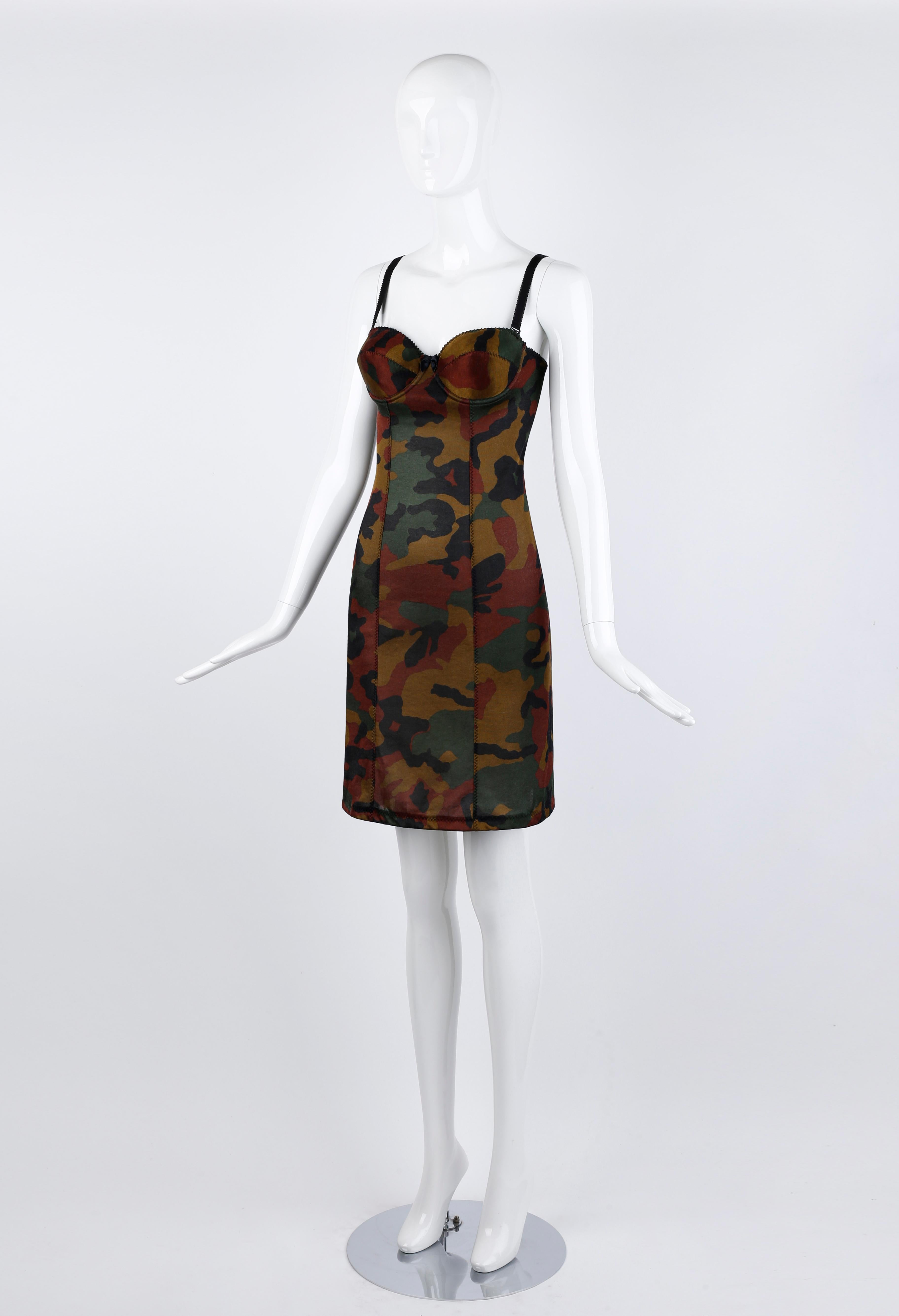 Women's Jean Paul Gaultier Vintage Camouflage Print Stretch Bustier Mini Dress  For Sale