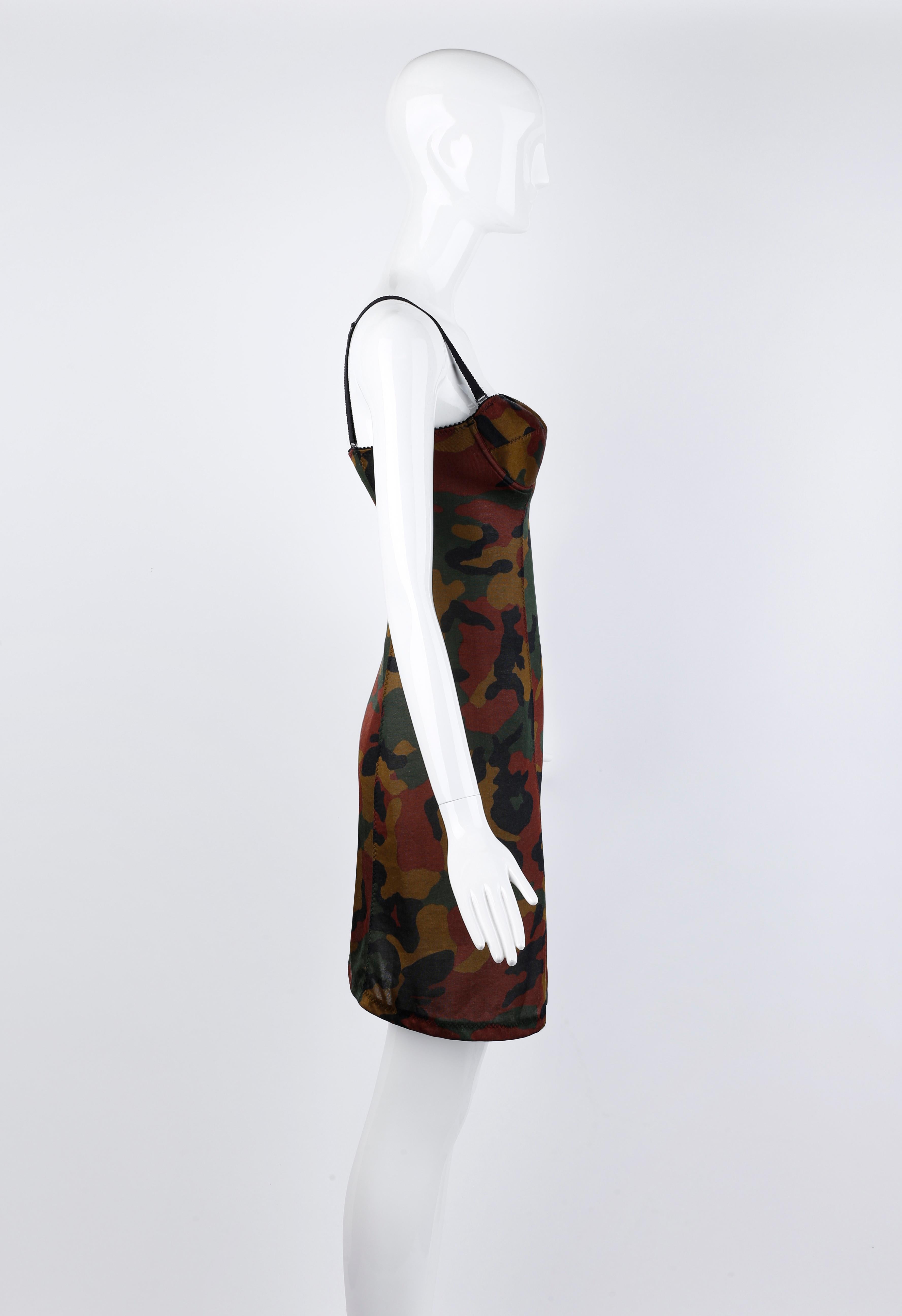 Jean Paul Gaultier Vintage Camouflage Print Stretch Bustier Mini Dress  For Sale 1