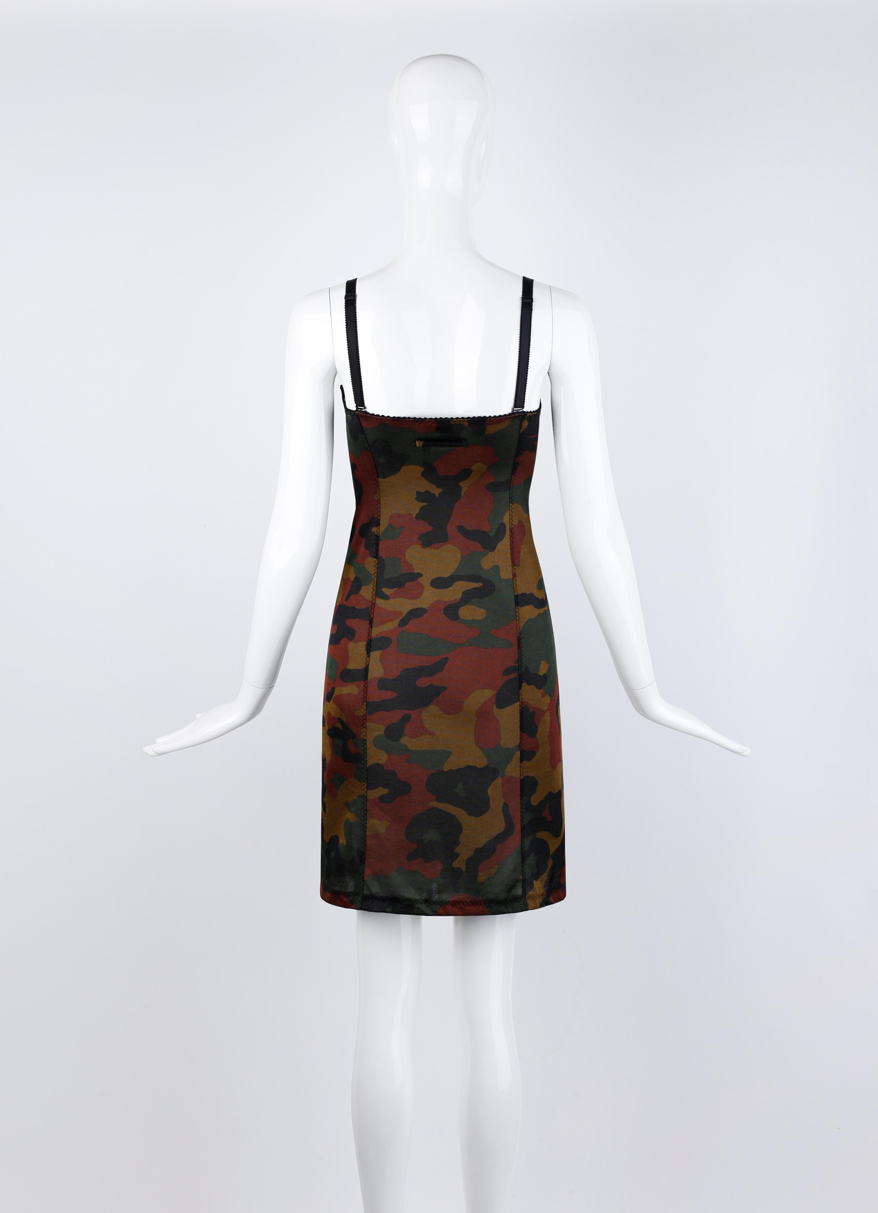 Jean Paul Gaultier Vintage Camouflage Print Stretch Bustier Mini Dress  For Sale 2