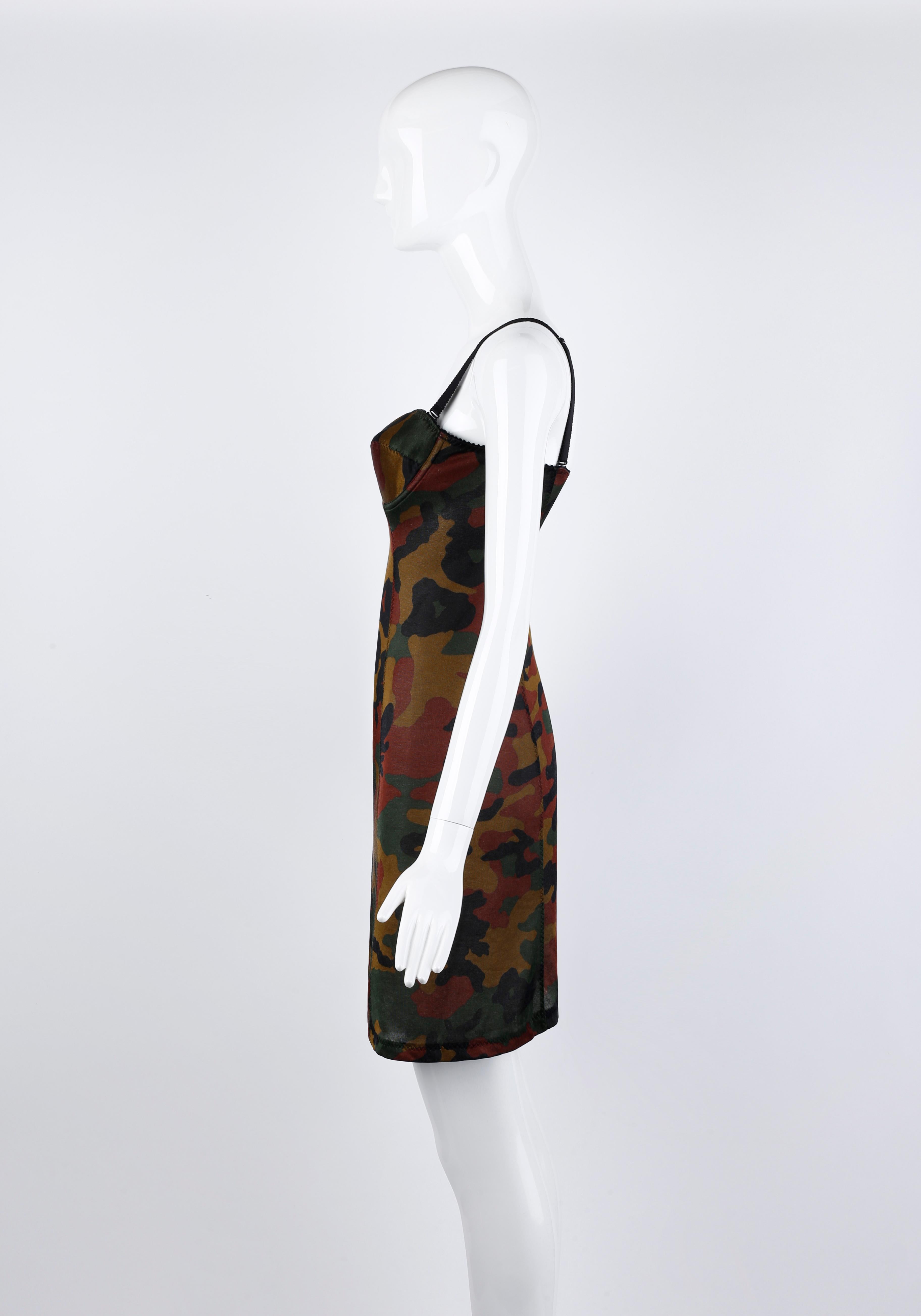Jean Paul Gaultier Vintage Camouflage Print Stretch Bustier Mini Dress  For Sale 3