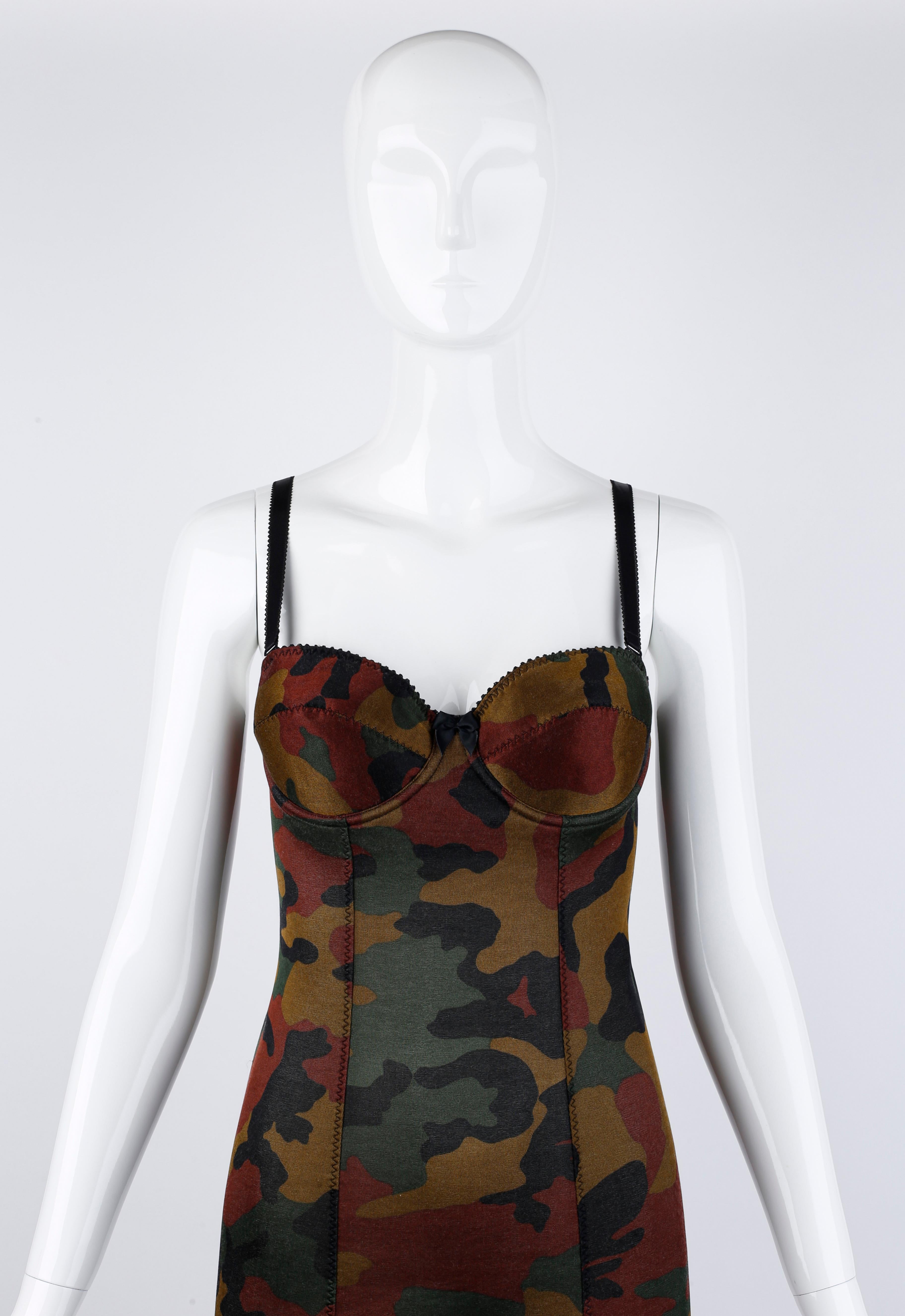 Jean Paul Gaultier Vintage Camouflage Print Stretch Bustier Mini Dress  For Sale 4