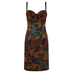 Jean Paul Gaultier Minivestido de corpiño elástico con estampado de camuflaje vintage