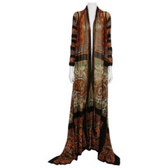 Jean Paul Gaultier Vintage Carpet Print Open Front Sheer Mesh Kaftan Size M