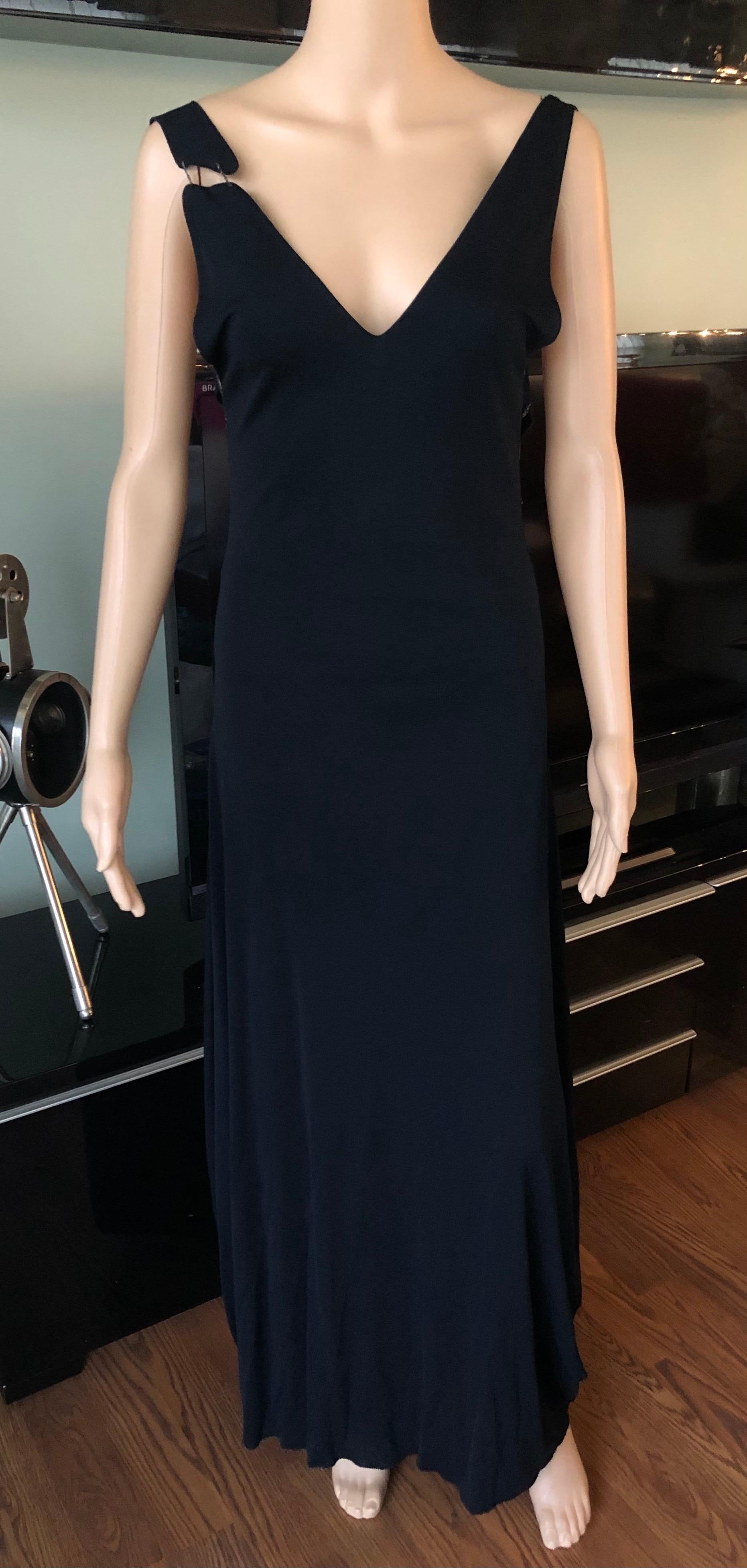 Jean Paul Gaultier S/S 2003 Chain Embellished Open Back Black Evening Dress Gown In Good Condition For Sale In Naples, FL