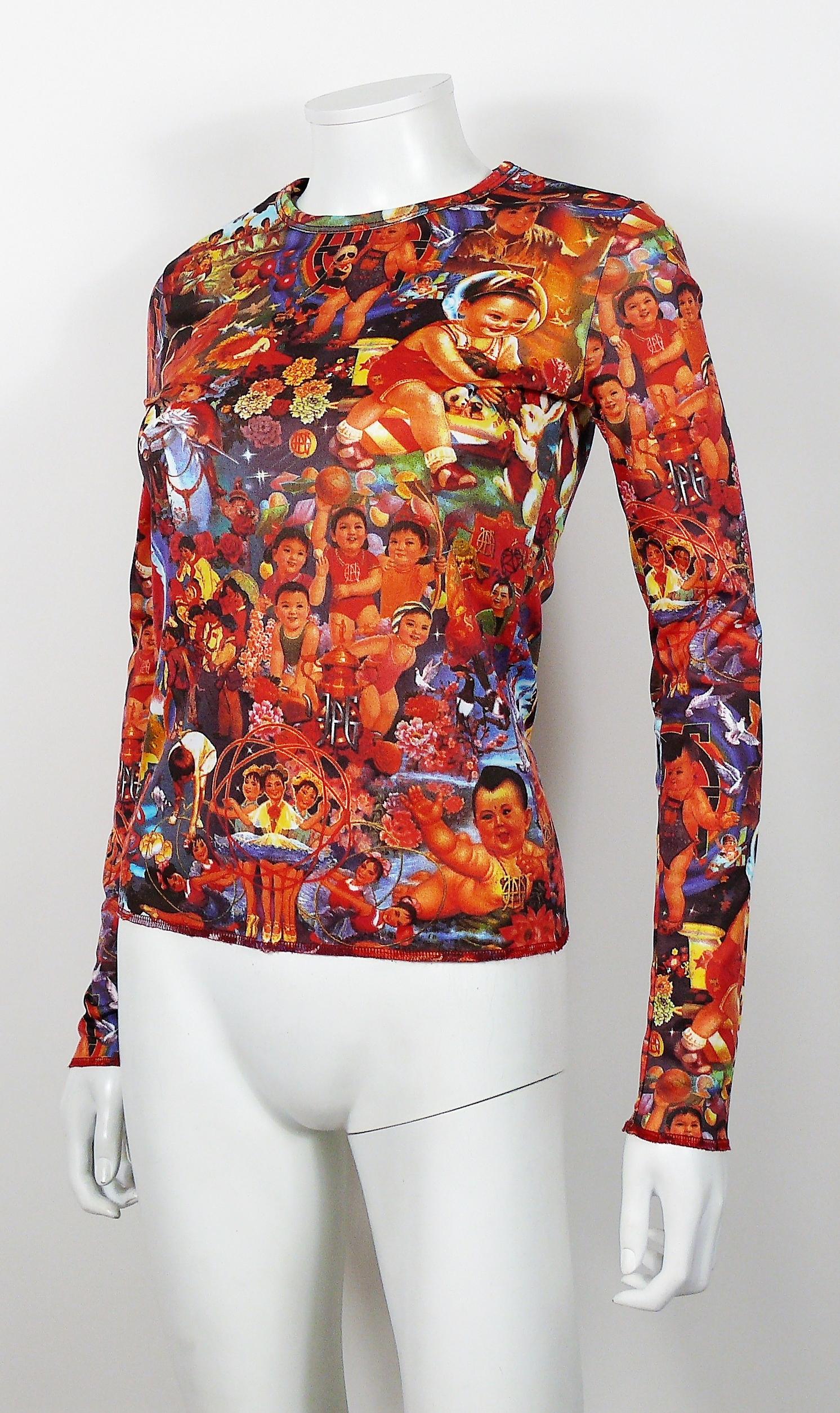Jean Paul Gaultier Vintage Chinese Children and Babies Propaganda Top Size L In Good Condition In Nice, FR