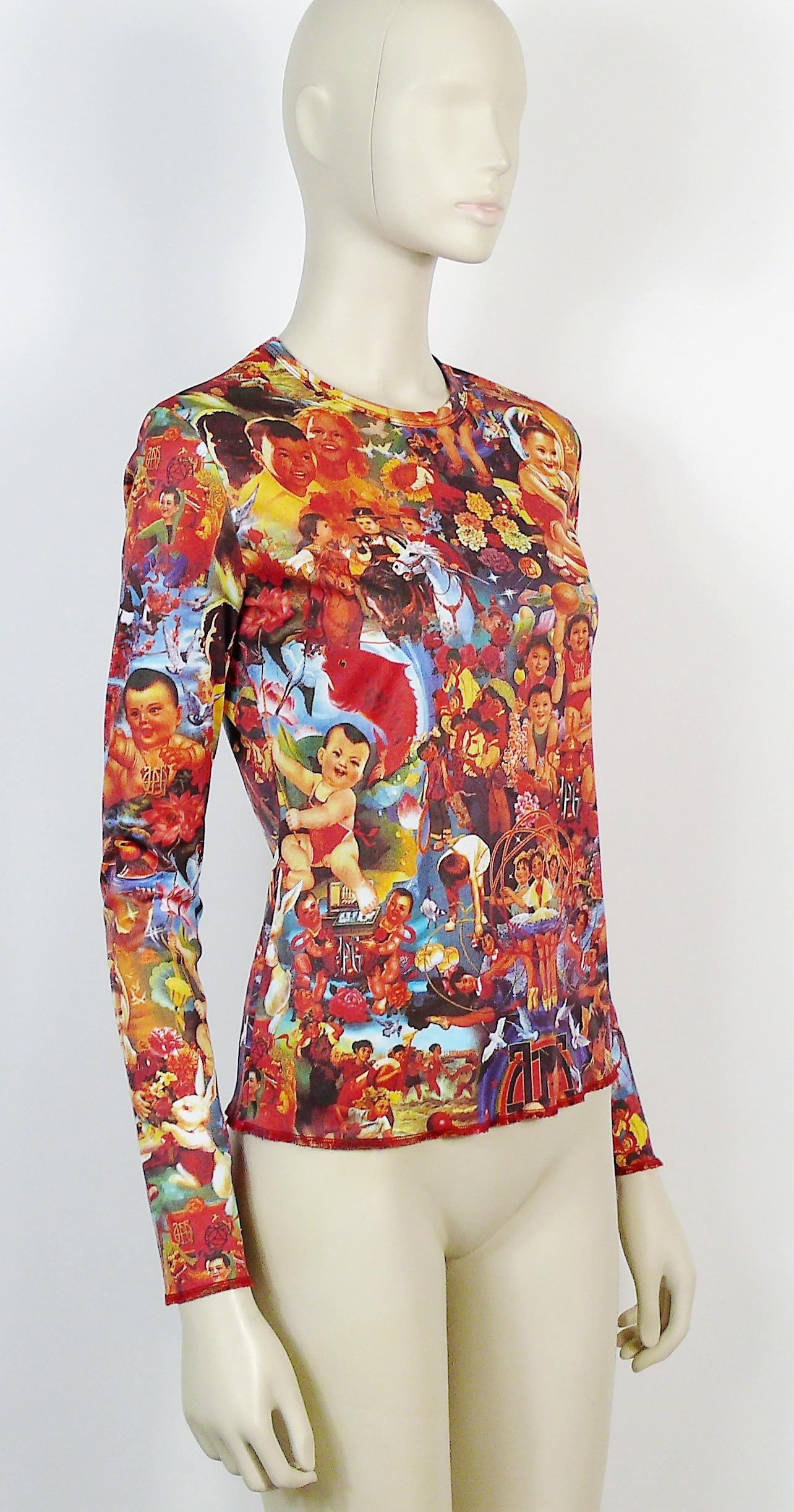 JEAN PAUL GAULTIER vintage multicolour Chinese propaganda print top featuring babies and children.

Round neck.
Long sleeves.

Label reads JPG JEAN'S Made in Italy.
Collection n°0002.

Size tag reads : XL.

Composition tag reads : 100%