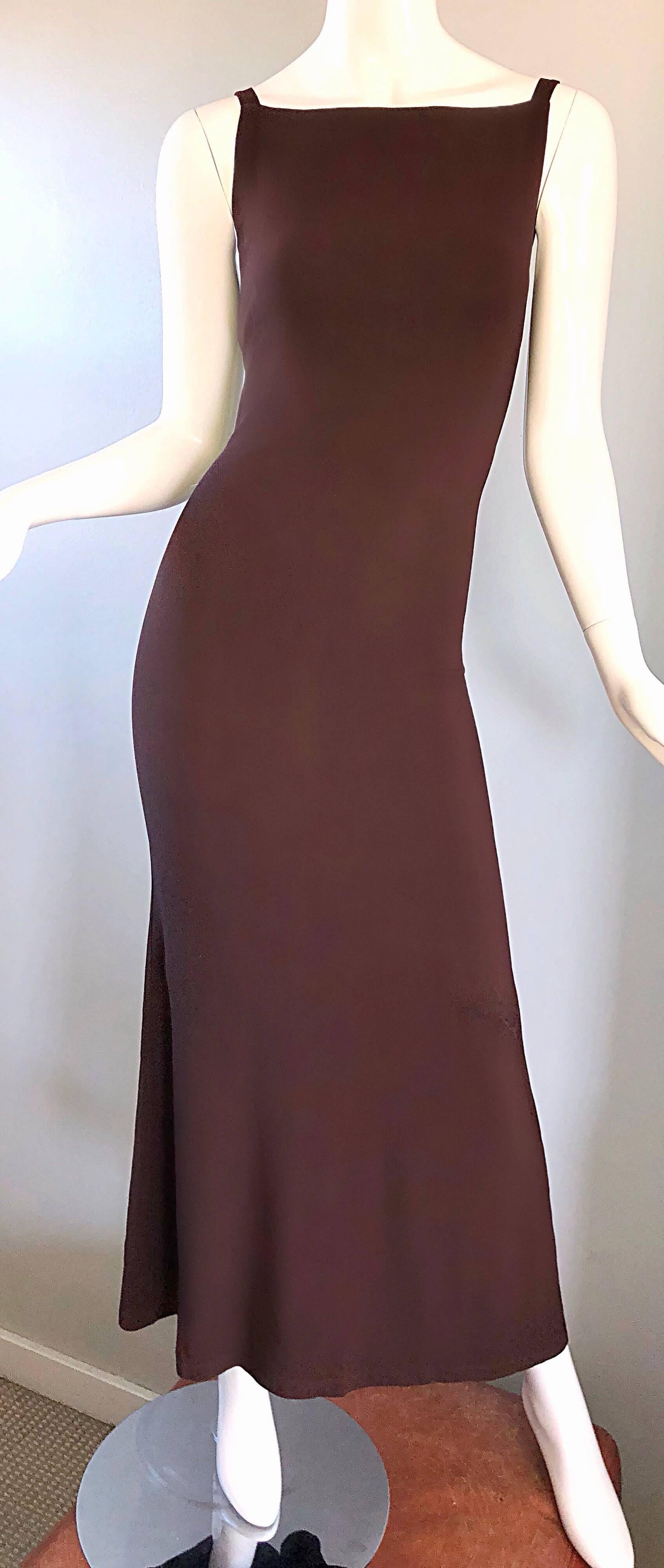 1990s Jean Paul Gaultier Vintage Chocolate Brown 'Scar' 90s Bodycon Gown Size 6 3