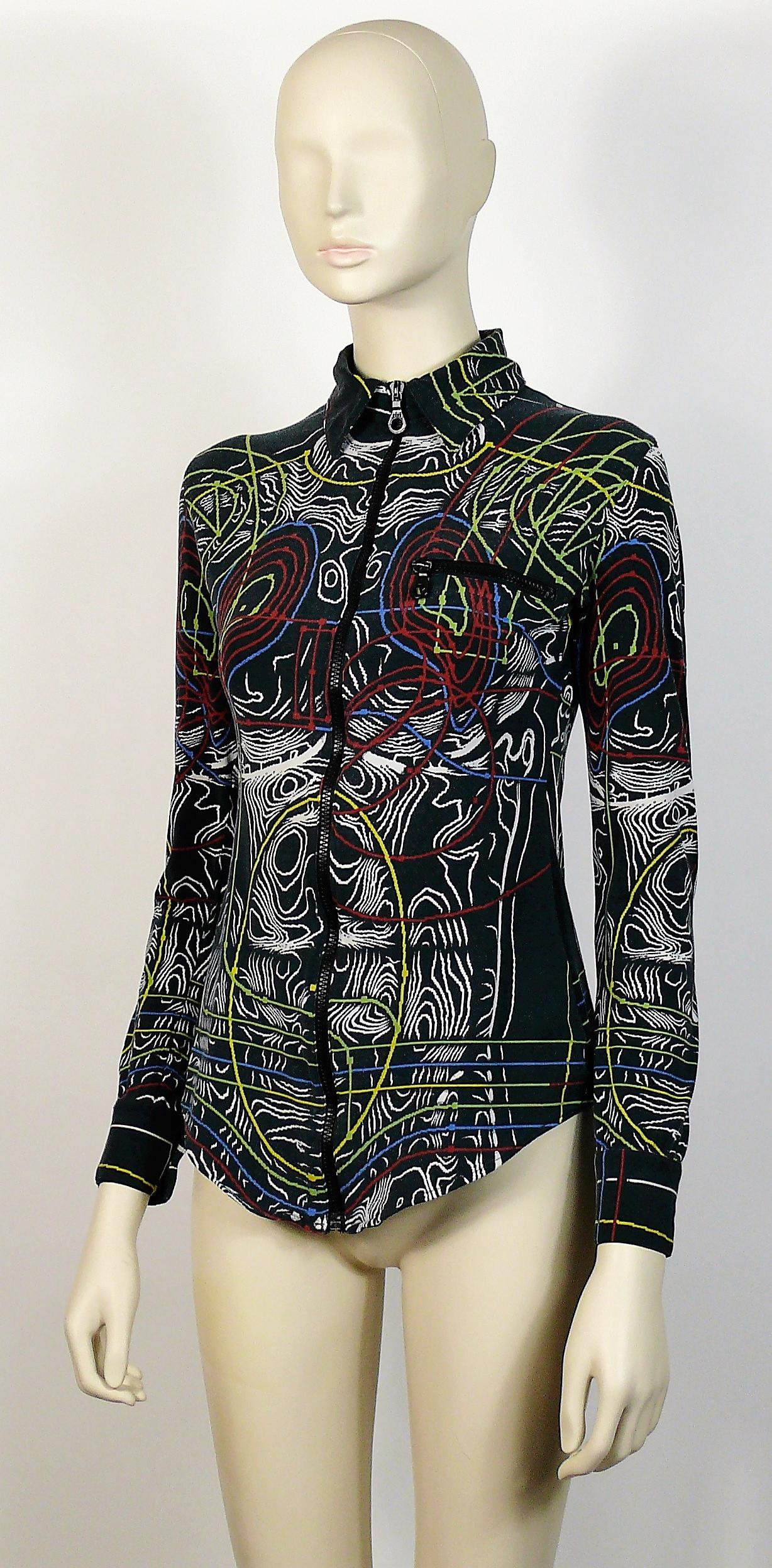 Jean Paul Gaultier Vintage Circuit Print Cyborg Top Size S In Fair Condition For Sale In Nice, FR