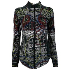 Jean Paul Gaultier Vintage Circuit Print Cyborg Top Taglia S