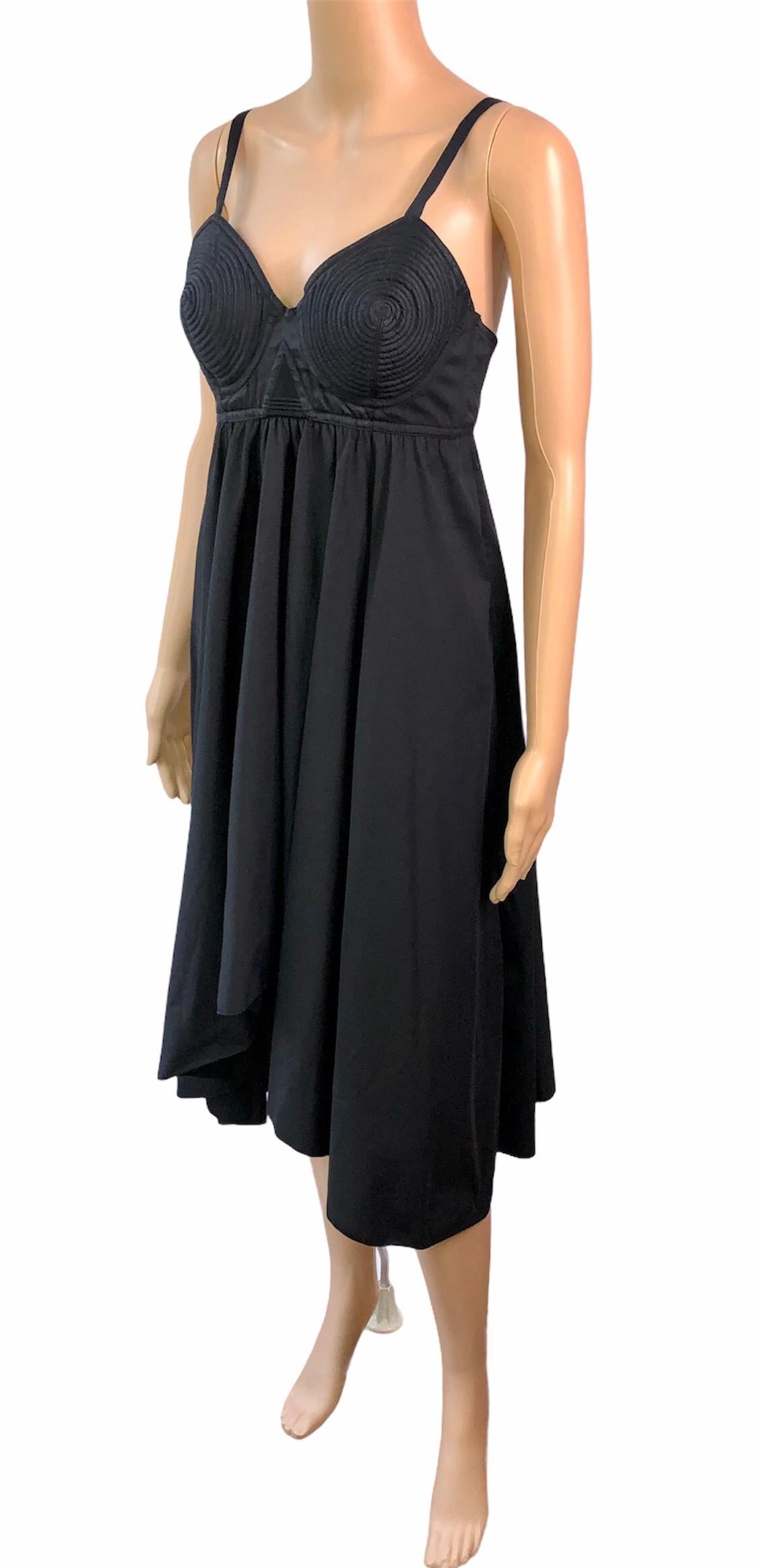 Jean Paul Gaultier Spring 2010 Cone Bra Black Dress In Good Condition For Sale In Naples, FL