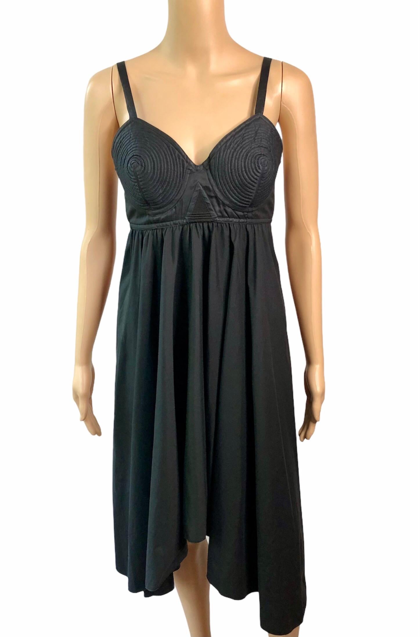 Women's or Men's Jean Paul Gaultier Spring 2010 Cone Bra Black Dress For Sale