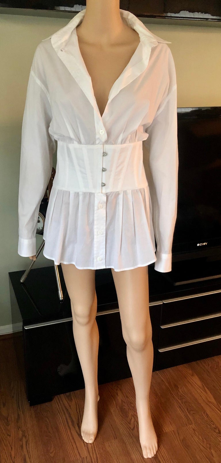 white christmas dresses White Shirt With Denim Corset FC1473
