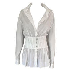 Jean Paul Gaultier - Robe chemise blanche vintage à corset