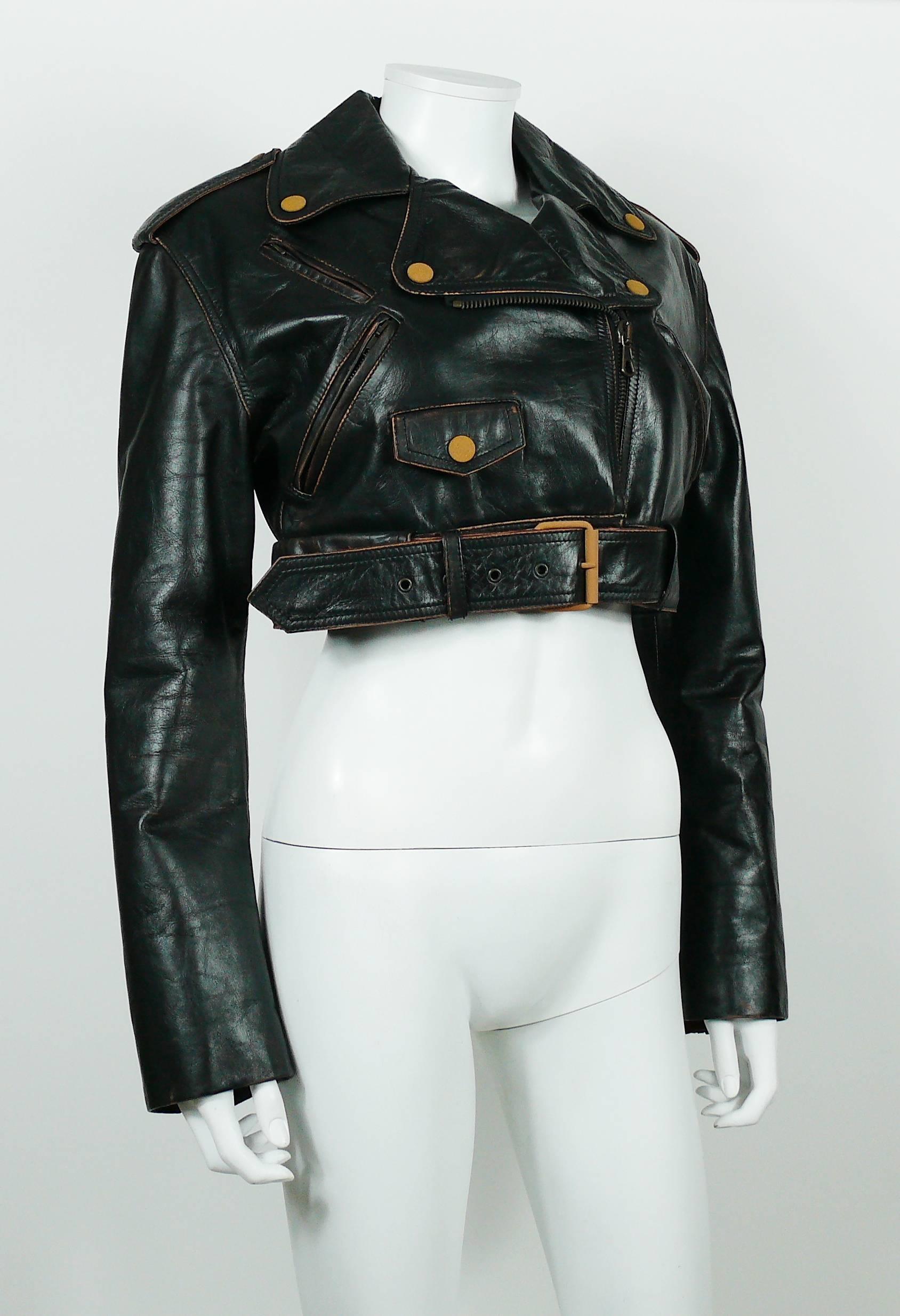 Black Jean Paul Gaultier Vintage Cropped Biker Jacket 
