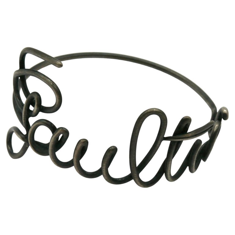 JEAN PAUL GAULTIER (Attributed To) Vintage Cursive Bangle Bracelet 