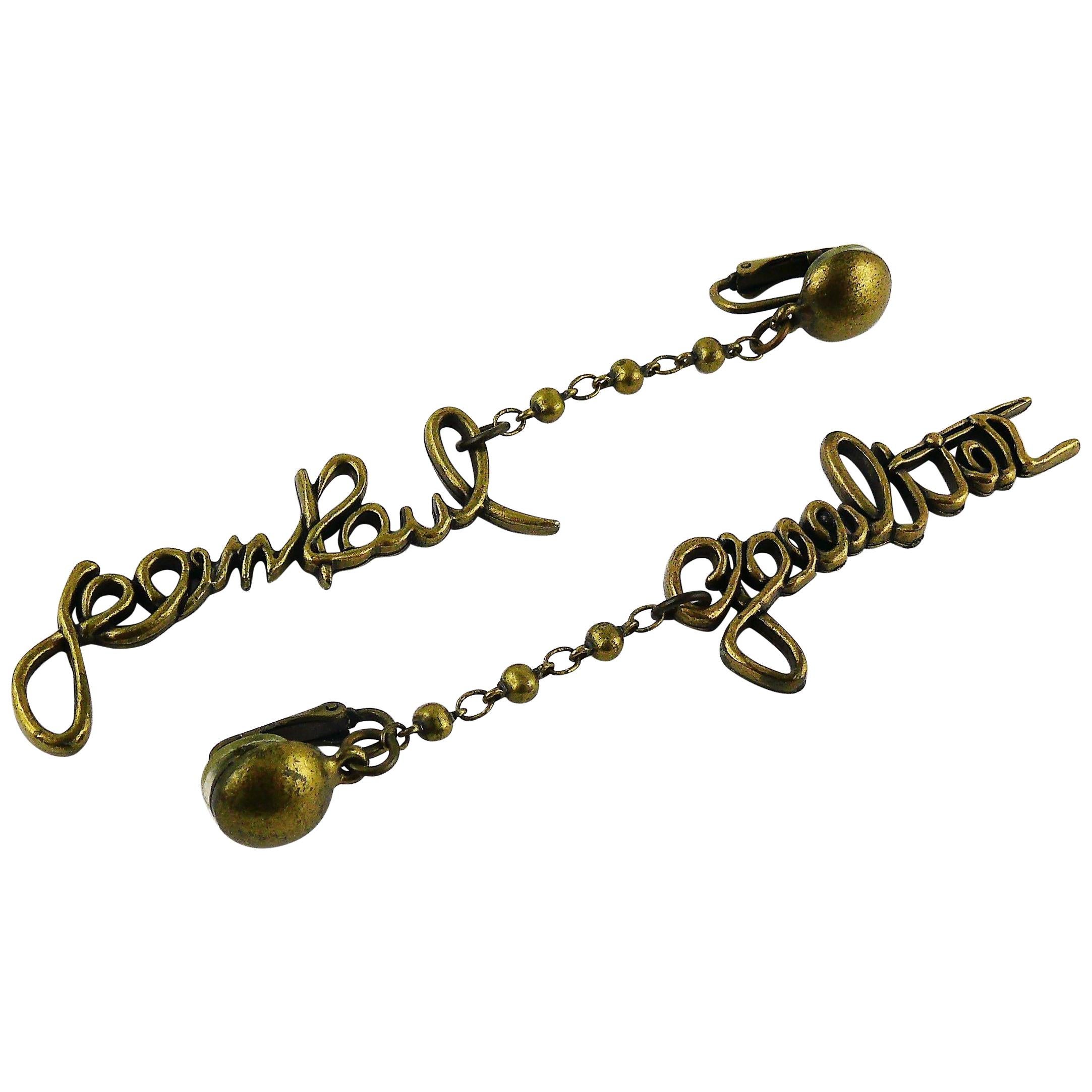Jean Paul Gaultier Vintage Cursive Signature Dangling Earrings For Sale