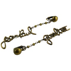 Jean Paul Gaultier Used Cursive Signature Dangling Earrings