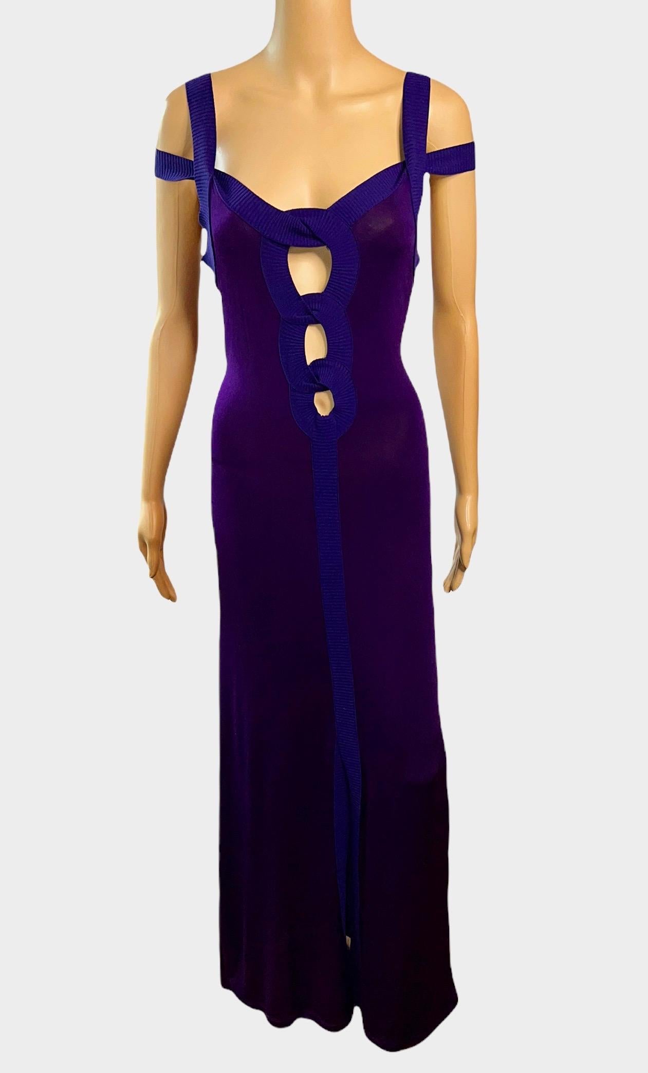 Purple Jean Paul Gaultier S/S 2007 Cutout Bodycon Maxi Dress For Sale
