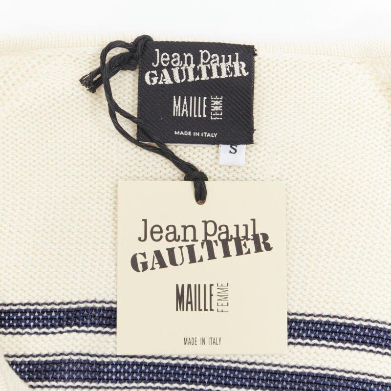 JEAN PAUL GAULTIER vintage Cyber Baba optical stripe sailor sweater S For Sale 7