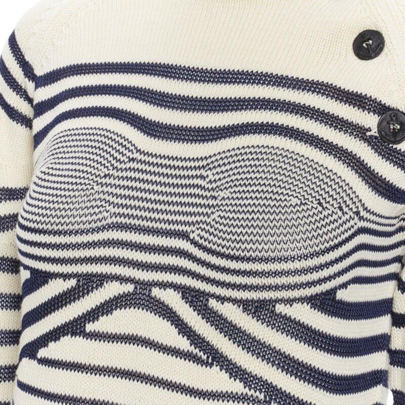 JEAN PAUL GAULTIER vintage Cyber Baba optical stripe sailor sweater S
Reference: TGAS/B01643
Brand: Jean Paul Gaultier
Designer: Jean Paul Gaultier
Model: Cyber baba sailor sweater
Material: Cotton, Wool
Color: Multicolour
Pattern: Striped
Closure: