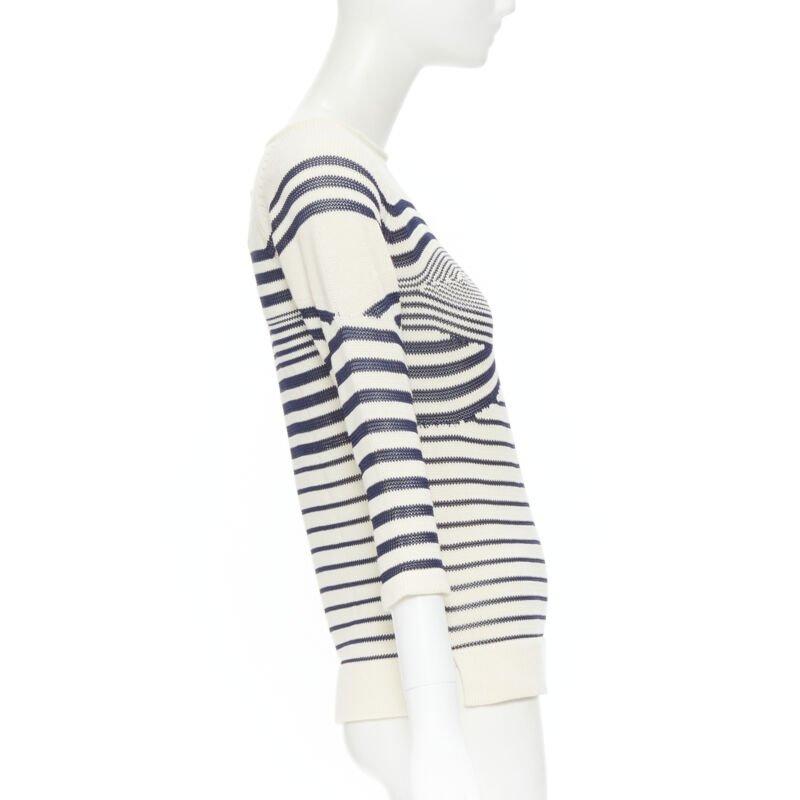 JEAN PAUL GAULTIER vintage Cyber Baba optical stripe sailor sweater S In Excellent Condition For Sale In Hong Kong, NT