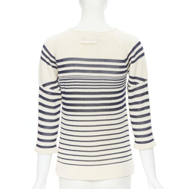 Women's JEAN PAUL GAULTIER vintage Cyber Baba optical stripe sailor sweater S For Sale