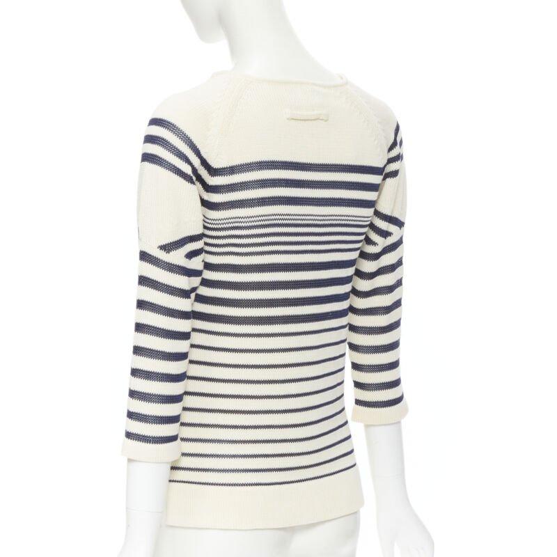 JEAN PAUL GAULTIER vintage Cyber Baba optical stripe sailor sweater S For Sale 1