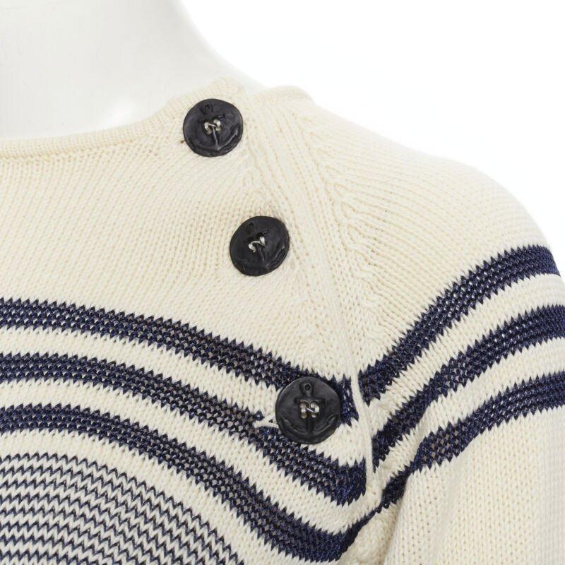 JEAN PAUL GAULTIER vintage Cyber Baba optical stripe sailor sweater S For Sale 2