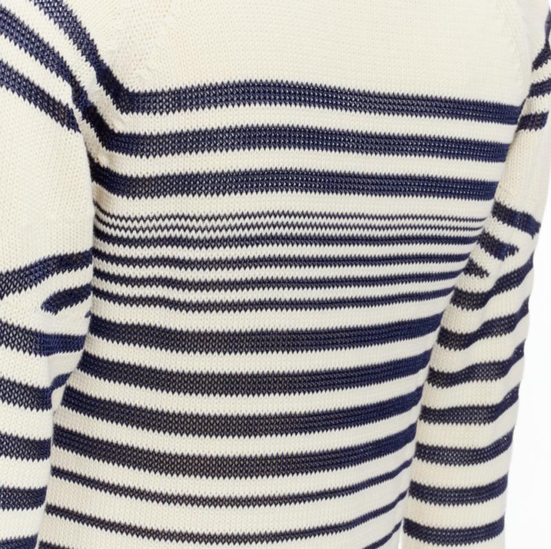 JEAN PAUL GAULTIER vintage Cyber Baba optical stripe sailor sweater S For Sale 4