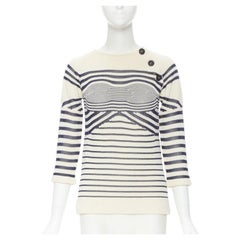 JEAN PAUL GAULTIER vintage Cyber Baba pull marin à rayures optiques S