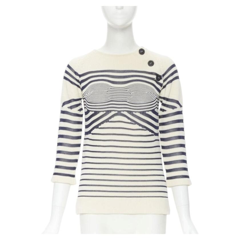 JEAN PAUL GAULTIER vintage Cyber Baba optisch gestreifter Matrosenpullover S im Angebot