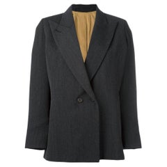 Jean Paul Gaultier Vintage dark grey ribbed wool 90s double-breasted jacket