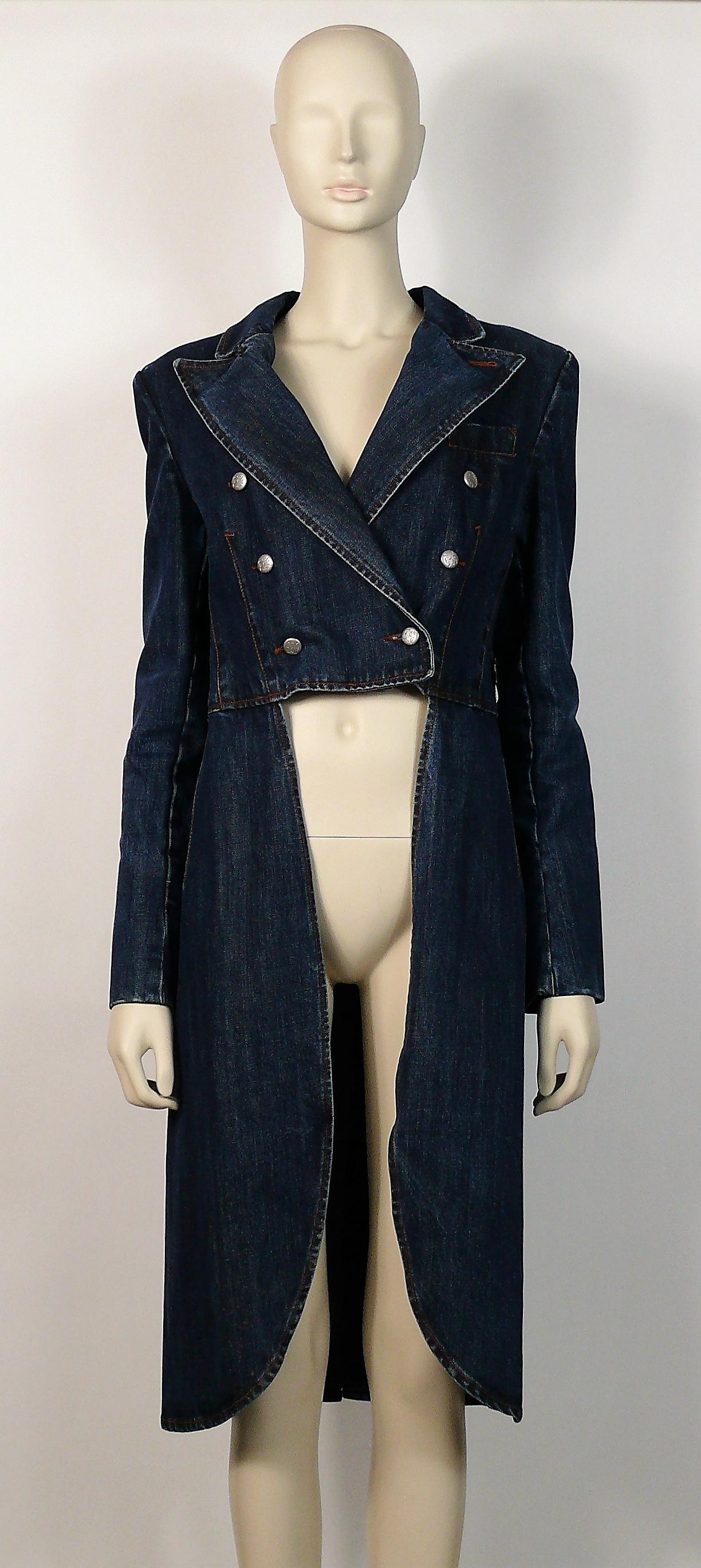 Jean Paul Gaultier Vintage Denim Tailcoat Jacket US Size 10 In Good Condition In Nice, FR